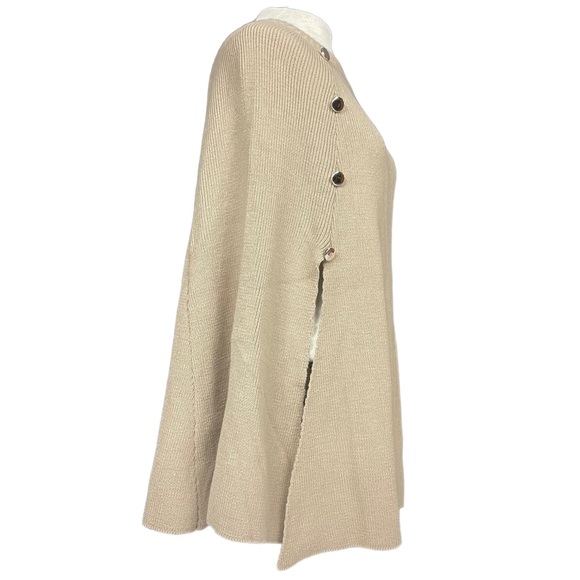 Modena Chic One Size Crew Neck Knit Pullover Cape in Light Caramel Tan - Picture 4 of 8